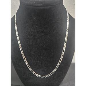 18in 925. stamped sterling Silver-Plated on stainless steel-3.9mm Figaro Chain